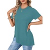 image:imageLYANER Womens Side Split Casual TShirtsPeacock Green