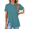 image:imageLYANER Womens Side Split Casual TShirtsPeacock Green