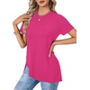 image:imageLYANER Womens Side Split Casual TShirtsRose Red