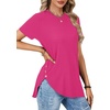 image:imageLYANER Womens Side Split Casual TShirtsRose Red