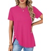 image:imageLYANER Womens Side Split Casual TShirtsRose Red