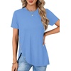 image:imageLYANER Womens Side Split Casual TShirtsSky Blue