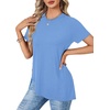 image:imageLYANER Womens Side Split Casual TShirtsSky Blue