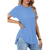 image:imageLYANER Womens Side Split Casual TShirtsSky Blue