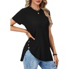 image:imageLYANER Womens Side Split Casual TShirtsSolid Black