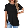 image:imageLYANER Womens Side Split Casual TShirtsSolid Black