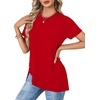image:imageLYANER Womens Side Split Casual TShirtsSolid Red