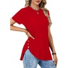 image:imageLYANER Womens Side Split Casual TShirtsSolid Red