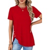 image:imageLYANER Womens Side Split Casual TShirtsSolid Red