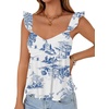 image:imageLYANER Womens Sleeveless Casual Tank TopsFloral Dark Blue