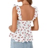 image:imageLYANER Womens Sleeveless Casual Tank TopsFloral White Red