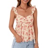 image:imageLYANER Womens Sleeveless Casual Tank TopsFlower Beige
