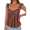 image:imageLYANER Womens Sleeveless Casual Tank TopsOrange Red Floral