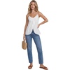 image:imageLYANER Womens Spaghetti Straps Sleeveless Split Front Smocked Y2k Babydoll Cami TopsWhite
