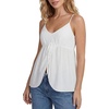 image:imageLYANER Womens Spaghetti Straps Sleeveless Split Front Smocked Y2k Babydoll Cami TopsWhite