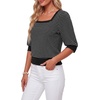 image:imageLYANER Womens Striped Square Neck Blouse TopsBlack