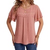 image:imageLYANER Womens Swiss Dots Pleated Tunic TopsDark Pink