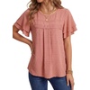 image:imageLYANER Womens Swiss Dots Pleated Tunic TopsDark Pink
