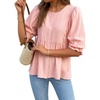 image:imageLYANER Womens Button Down Casual Peplum TopsPink