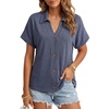 image:imageLYANER Womens Collared V Neck Casual ShirtsNavy Blue