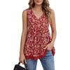 image:imageLYANER Womens Floral Print V Neck Sleeveless Tie Back Lace Trim Boho Babydoll Tank TopsRed