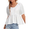 image:imageLYANER Womens Lace Trim Boho Peplum TopsWhite