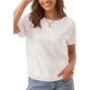 image:imageLYANER Womens Ribbed Knit Hollow Out Round Neck Short Sleeve Casual Pullover Sweater TopWhite