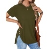 image:imageLYANER Womens Side Split Casual TShirtsArmy Green