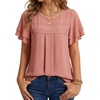 image:imageLYANER Womens Swiss Dots Pleated Tunic TopsDark Pink