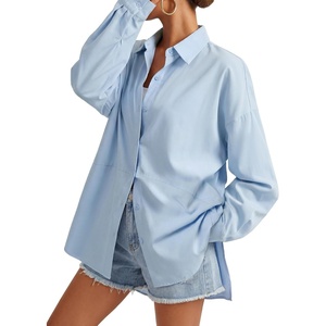 image:imageLYANER Womens Collared Neck Button Down ShirtsLight Blue
