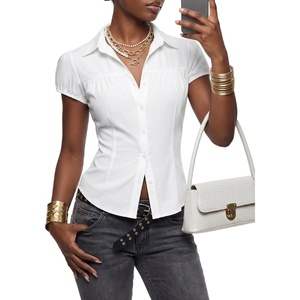 image:imageLYANER Womens Collared V Neck Y2k BlouseWhite