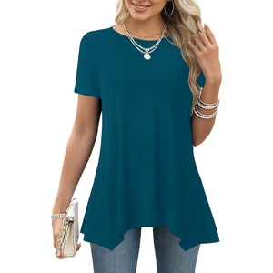 image:imageLYANER Womens Crewneck Casual Tunic TopsTeal Blue