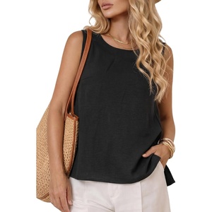 image:imageLYANER Womens Round Neck Sleeveless Tank TopsBlack