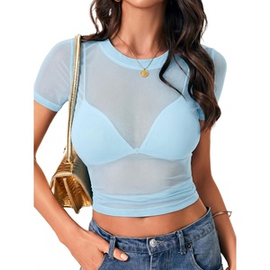 image:imageLYANER Womens Sheer Mesh Sexy TopsSky Blue
