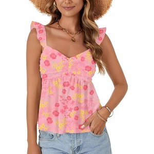 image:imageLYANER Womens Sleeveless Casual Tank TopsFloral Dark Pink