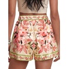 image:imageLYANER Womens Floral Print Silky Satin ShortsBeige