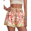 image:imageLYANER Womens Floral Print Silky Satin ShortsBeige