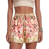 image:imageLYANER Womens Floral Print Silky Satin ShortsBeige