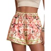 image:imageLYANER Womens Floral Print Silky Satin ShortsBeige