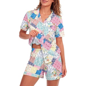 image:imageLYANER Womens Heart Print Pajamas SetsFloral Multicolored
