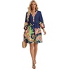 image:imageLYANER Womens Boho V Neck 34 Sleeve Casual Mini DressNavy Blue