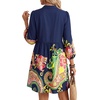 image:imageLYANER Womens Boho V Neck 34 Sleeve Casual Mini DressNavy Blue
