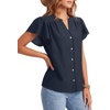 image:imageLYANER Womens Button Down V Neck Casual BlouseDark Blue