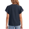 image:imageLYANER Womens Button Down V Neck Casual BlouseDark Blue
