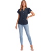 image:imageLYANER Womens Button Down V Neck Casual BlouseDark Blue