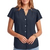 image:imageLYANER Womens Button Down V Neck Casual BlouseDark Blue