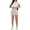 image:imageLYANER Womens Casual Wrap Asymmetrical Hem Pocket Skorts High Waisted Cargo Skirts ShortsKhaki