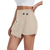 image:imageLYANER Womens Casual Wrap Asymmetrical Hem Pocket Skorts High Waisted Cargo Skirts ShortsKhaki