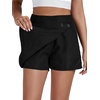 image:imageLYANER Womens Casual Wrap Asymmetrical Hem Pocket Skorts High Waisted Cargo Skirts ShortsSolid Black
