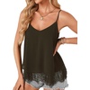 image:imageLYANER Womens Chiffon Lace Trim Sexy Cami ShirtsArmy Green